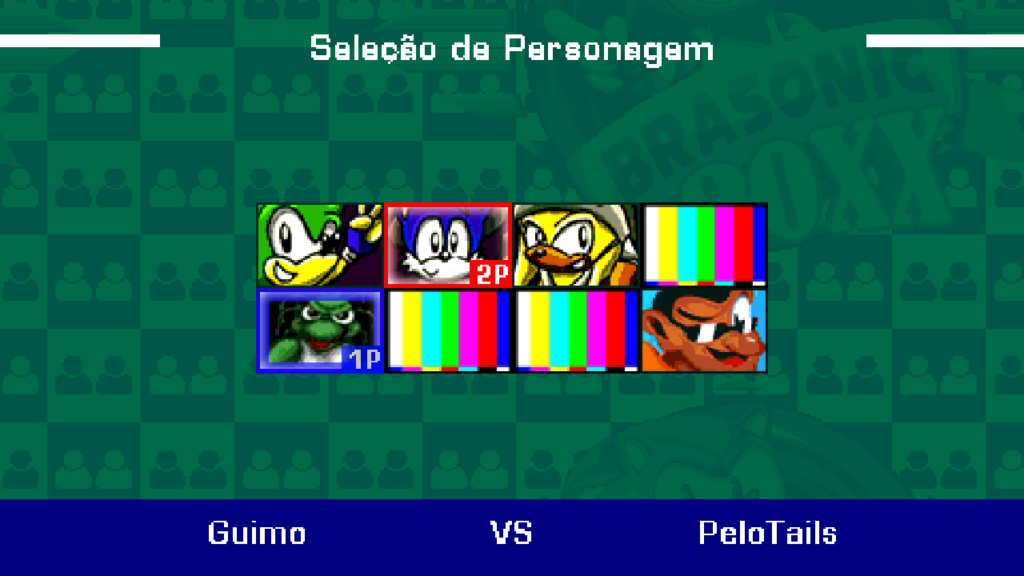 Screenshot of portuguese language version. Although there are several playable characters changes